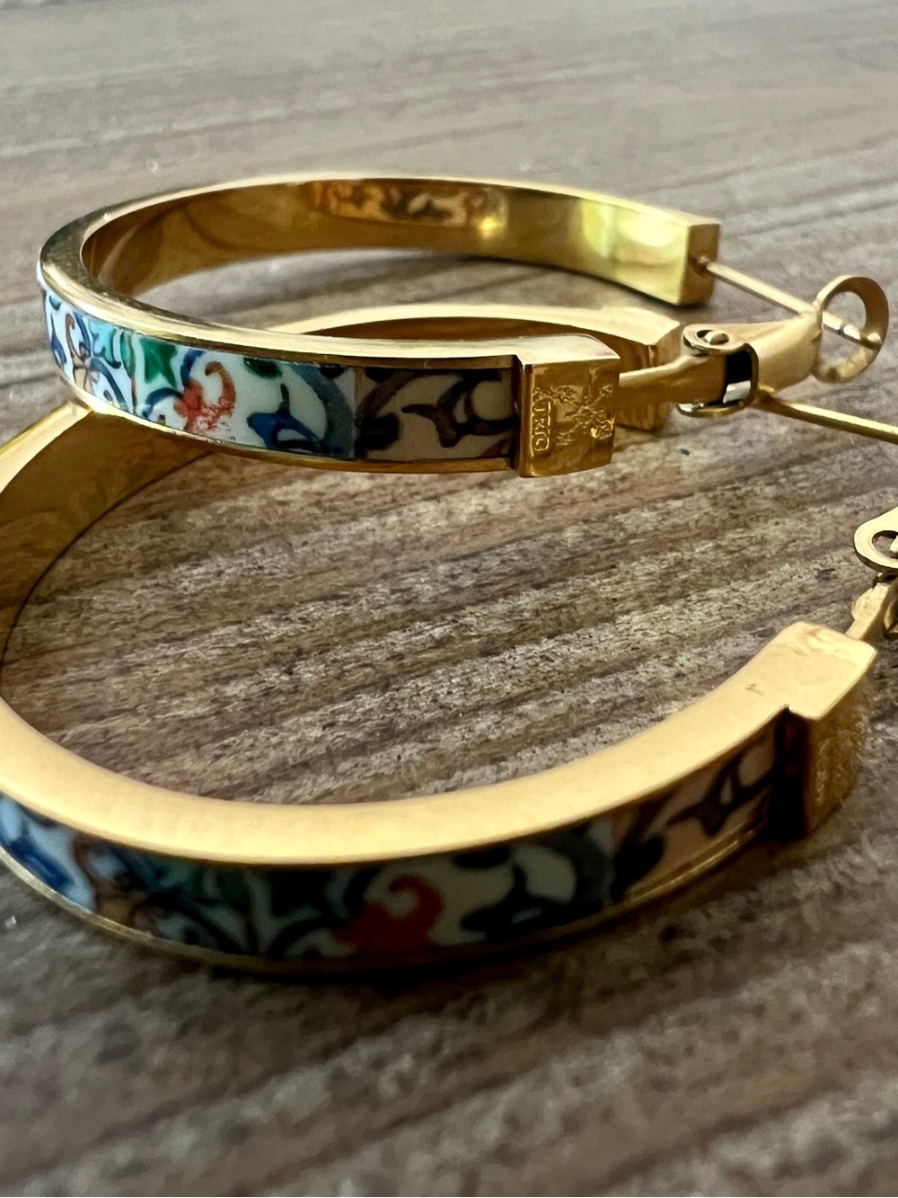 ÁTRIO Portuguese Azulejo Tile Gold Hoop Earrings NIB Artisan History Gift